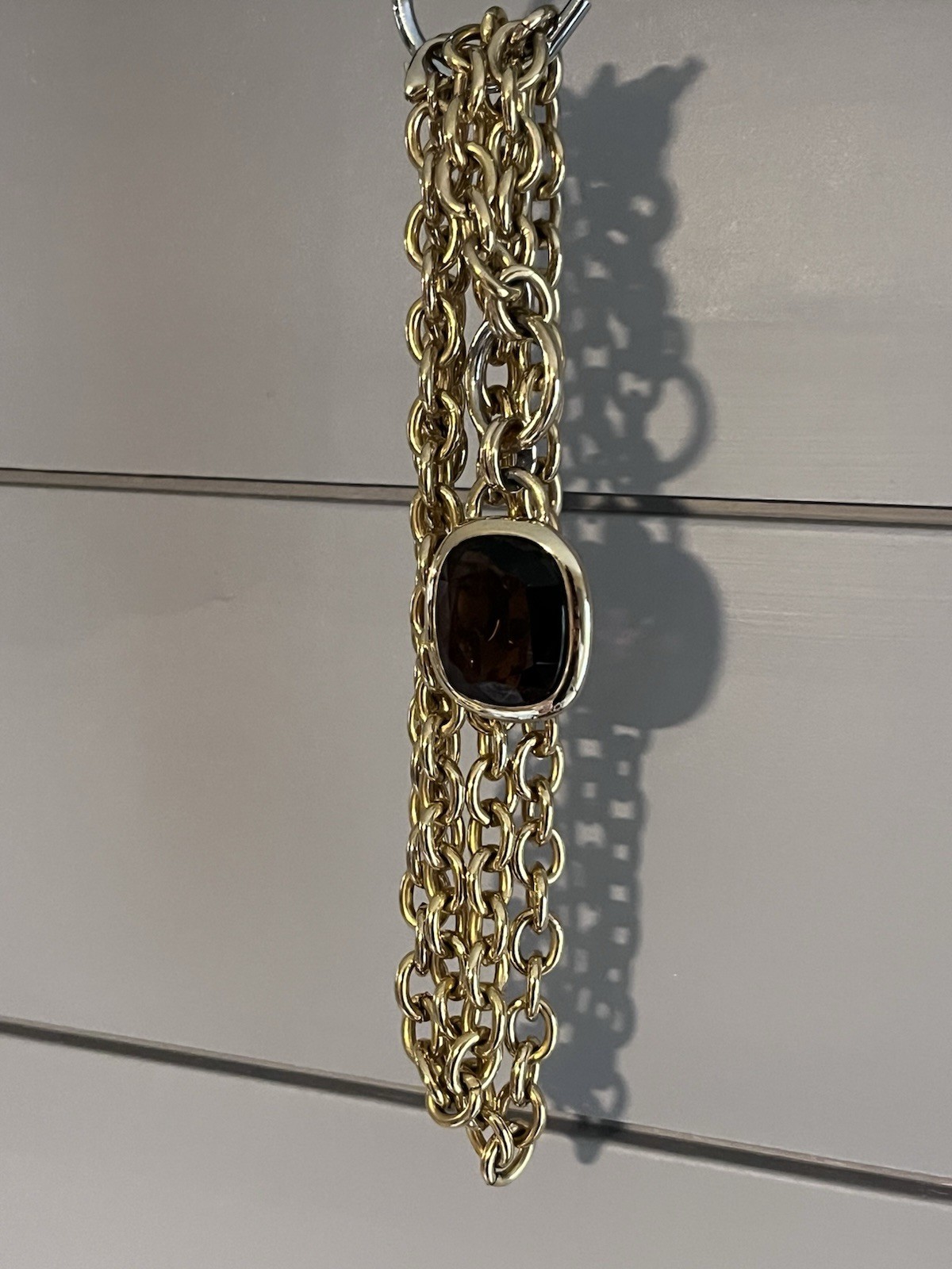 Joan Rivers Signature Pendant Necklace Large Amber Color Stone Cushion Cut