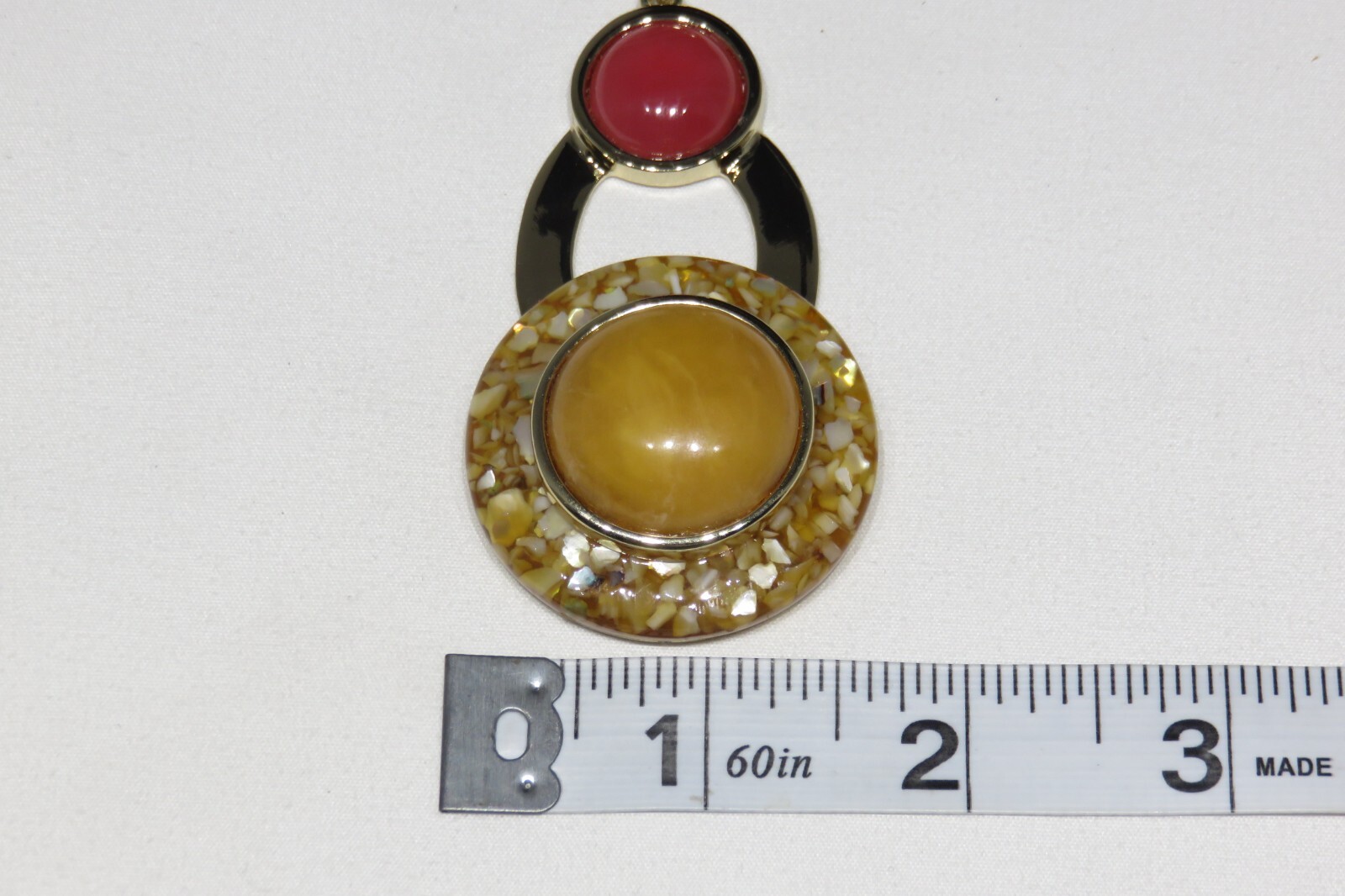 Vintage Gold Tone Pink, Orange, Cream Pendant Lot 1847S lisasfinds