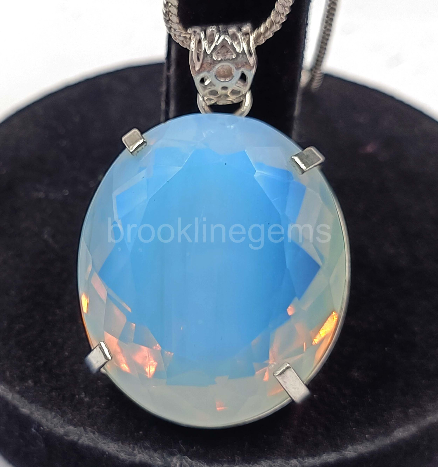 Oval Cut 123.60 Ct Blue Opal EGL 925 Solid Silver Pendant Loose Gemstone 5ARE