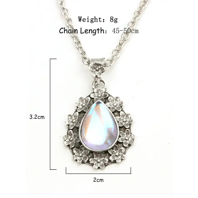 Vintage Bohemian Style Water Drop Flower Pendant Necklace