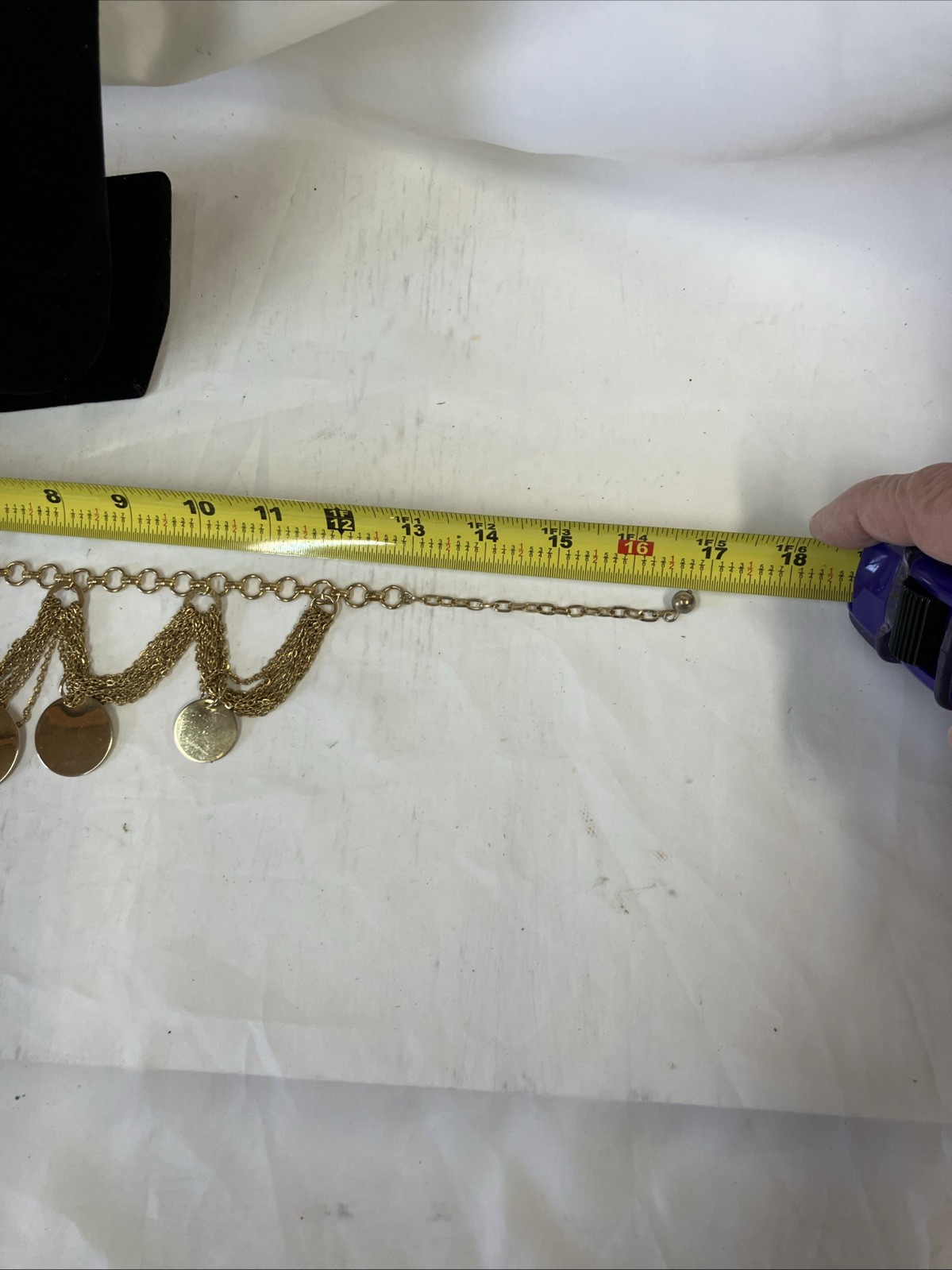 Vtg Gold Tone Chain And Disks Necklace 17” Hook Clasp Very Good Preowned