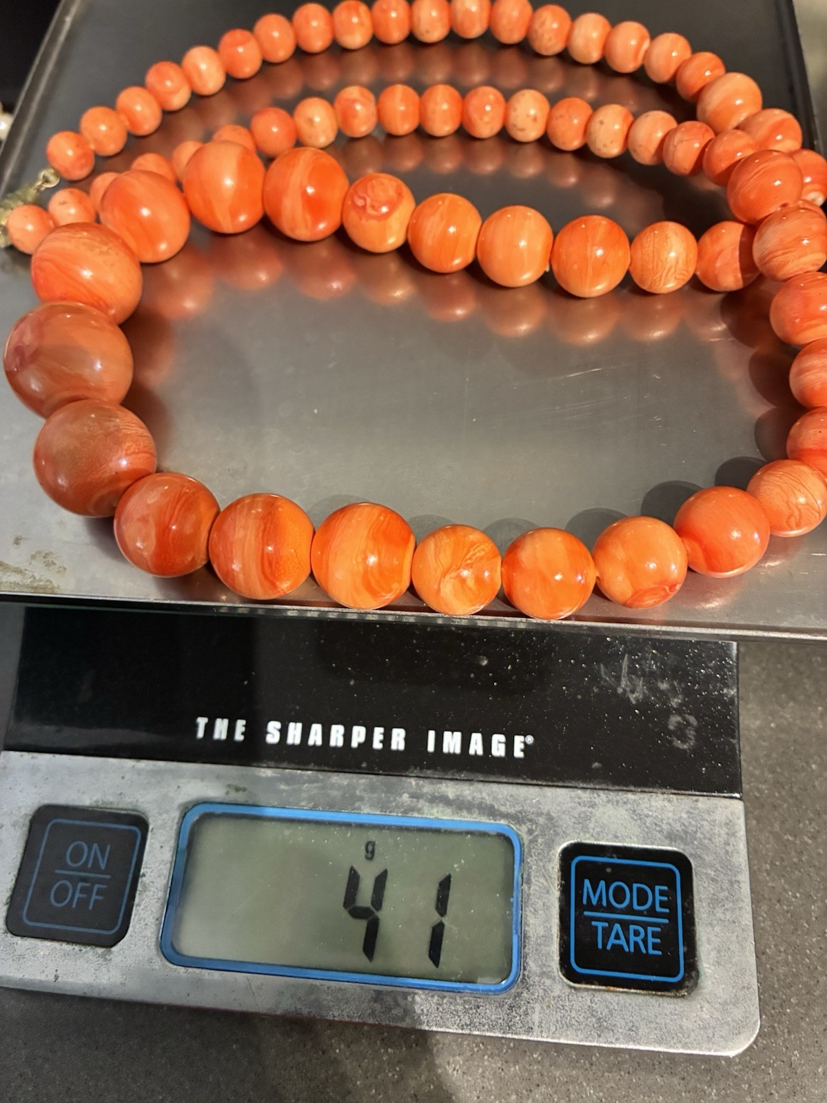VTG ESTATE NATURAL SALMON CORAL GRADUATED BEAD NECKLACE 41g
