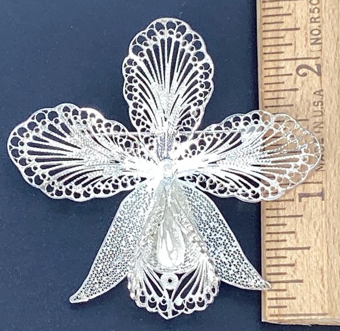 Vintage Pin Brooch Flower 2” 925 Sterling Silvet Women’s Jewelry 9 Grams