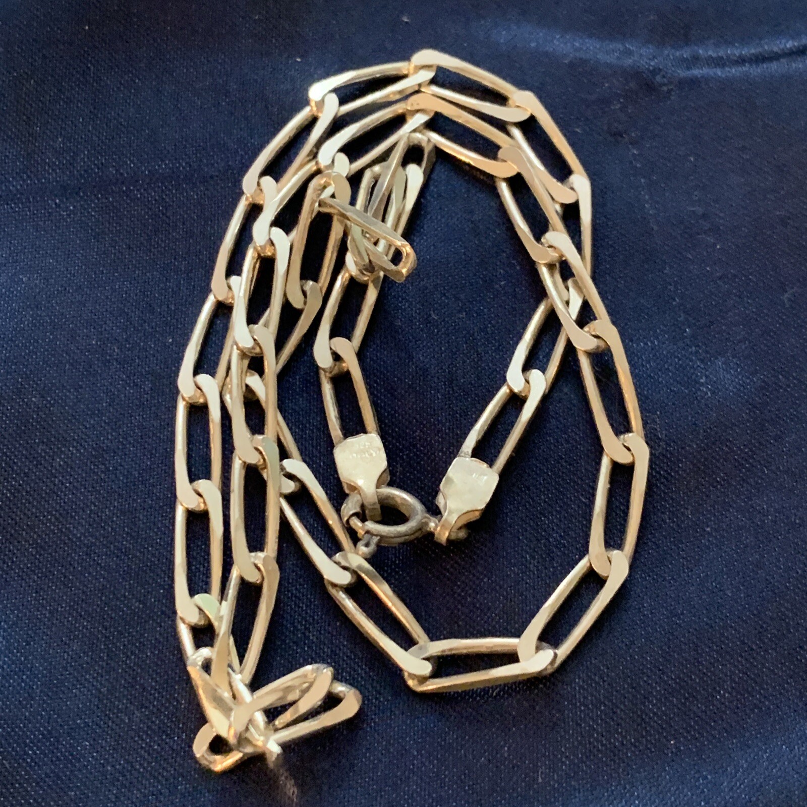 VTG 925 STERLING SILVER OVAL INTERLOCKING CHAIN LINK NECKLACE DESIGNER STYLE