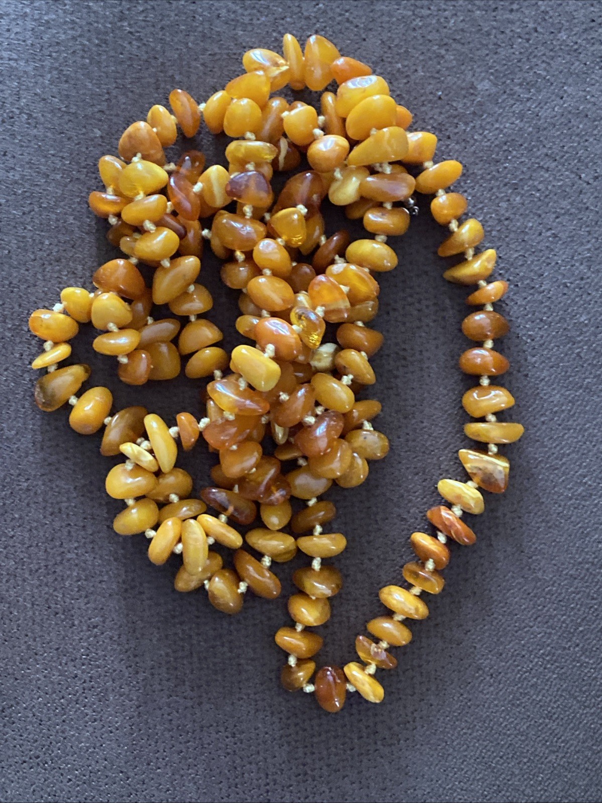 Antique Butterscotch Eggyolk Nugget Genuine Baltic Amber Necklace 126 Grams