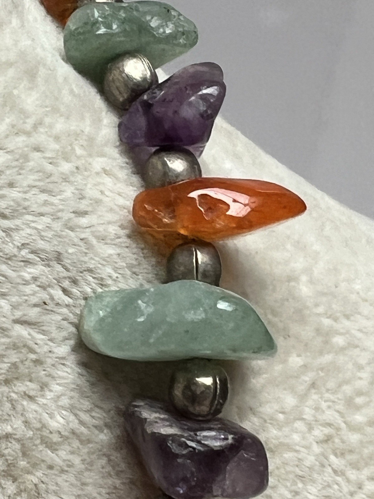 Vintage Bloodstone Carnelian Amethyst Chunky Bead Necklace 20”