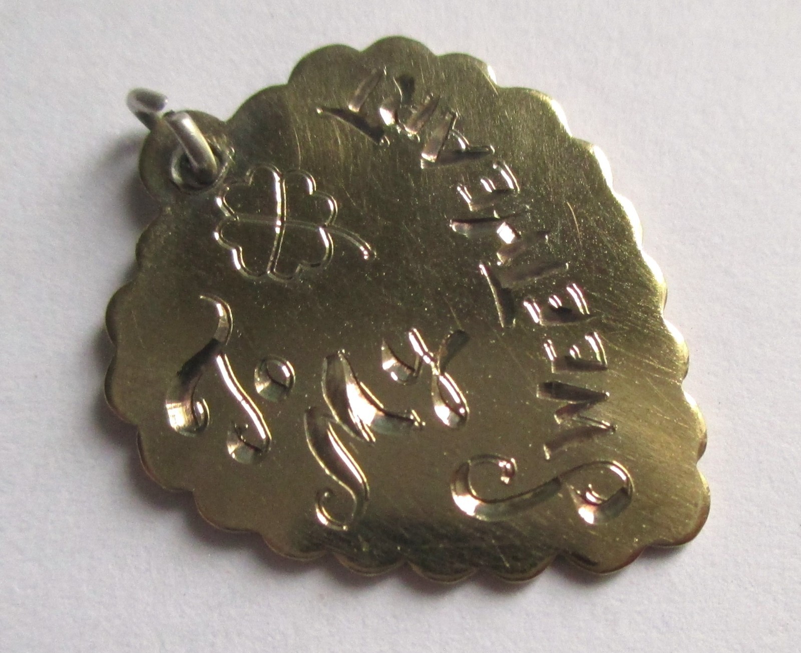 VINTAGE STERLING SILVER TO MY SWEETHEART LOVE TOKEN CHARM CLOVER GOLD WASH