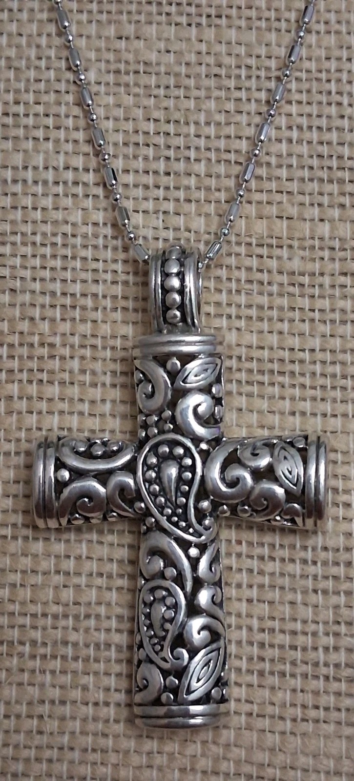 Vintage Kit Heath Sterling Silver Cross Pendant Modern Bohemian Paisley 925 KTH