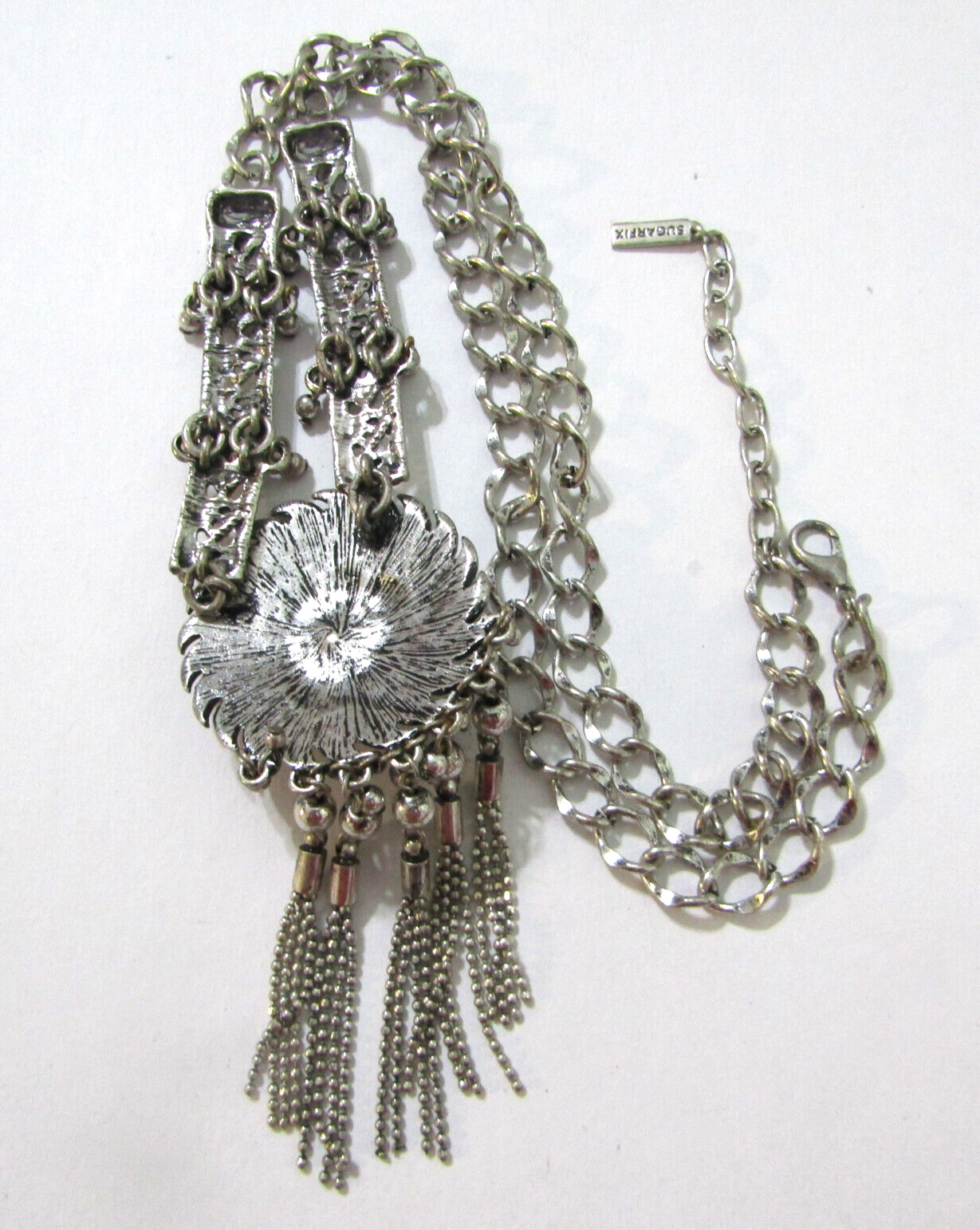 Baublebar Sugarfix Rhinesstone Tassel Pendant Necklace Silver 4*24