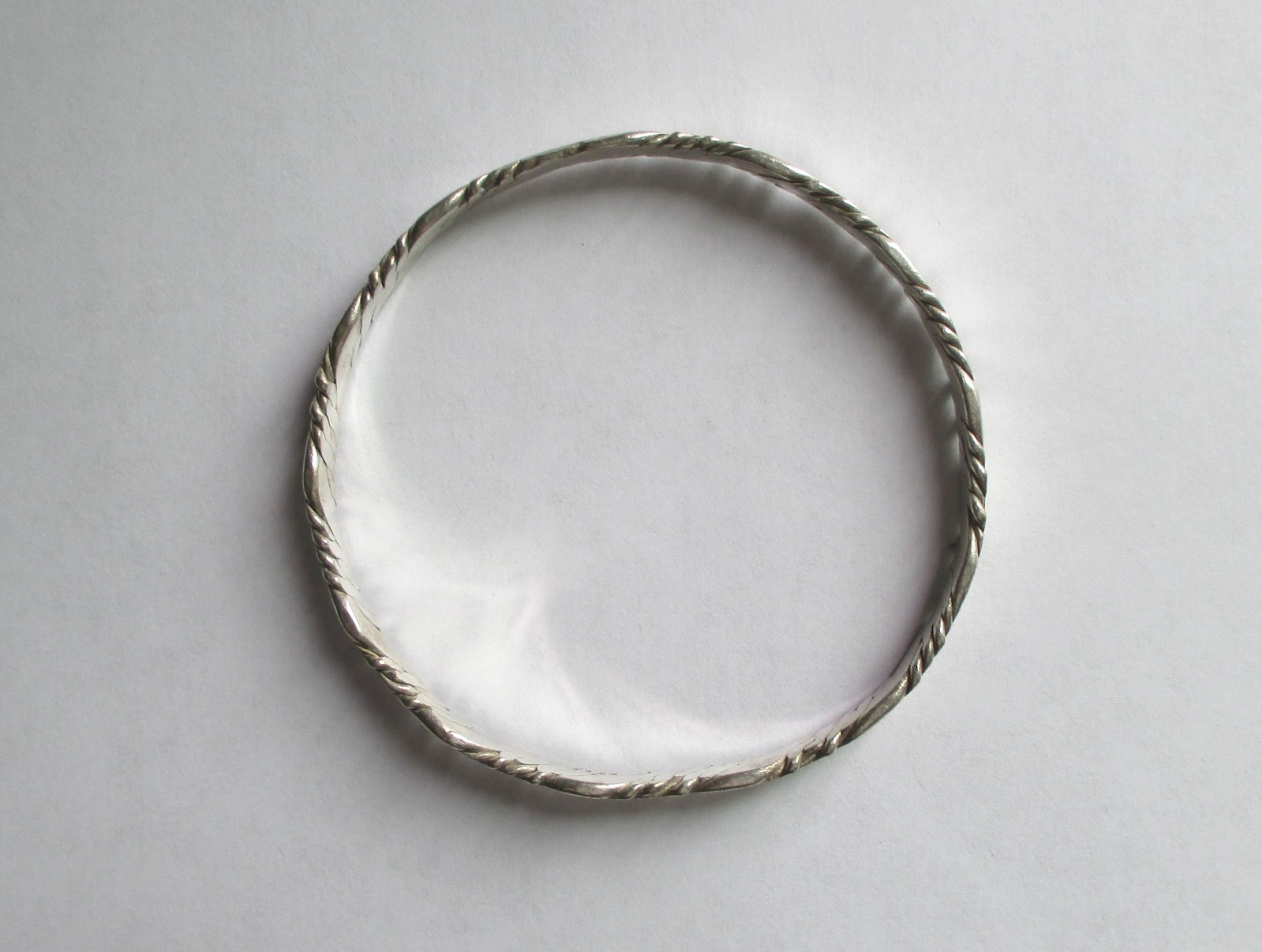 VINTAGE TAXCO MEXICO SILVER TWISTED ROPE CABLE BANGLE BRACELET