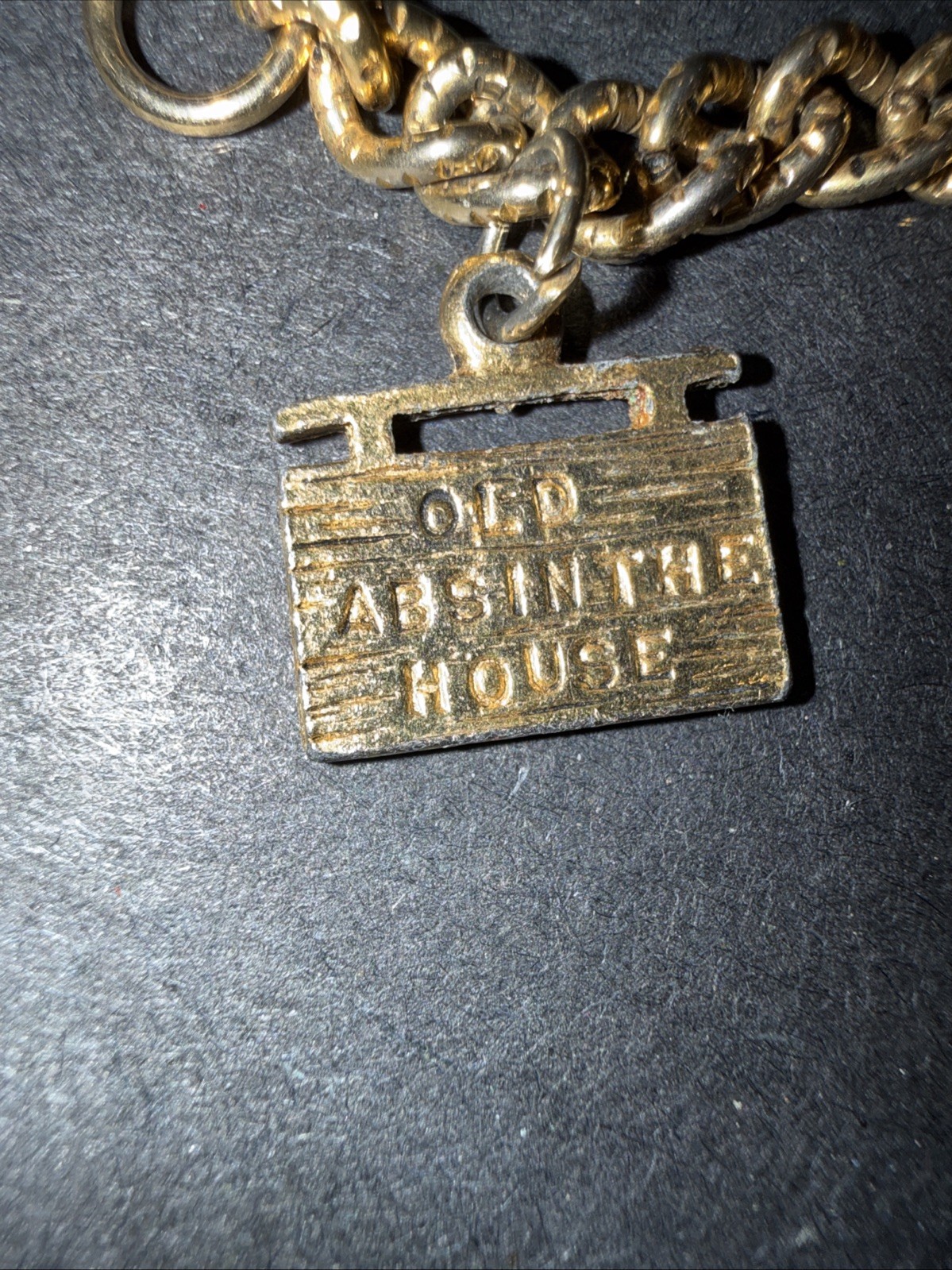 Vtg Coro Old Absinthe House Copper Bronze Tone Charm Bracelet New Orleans