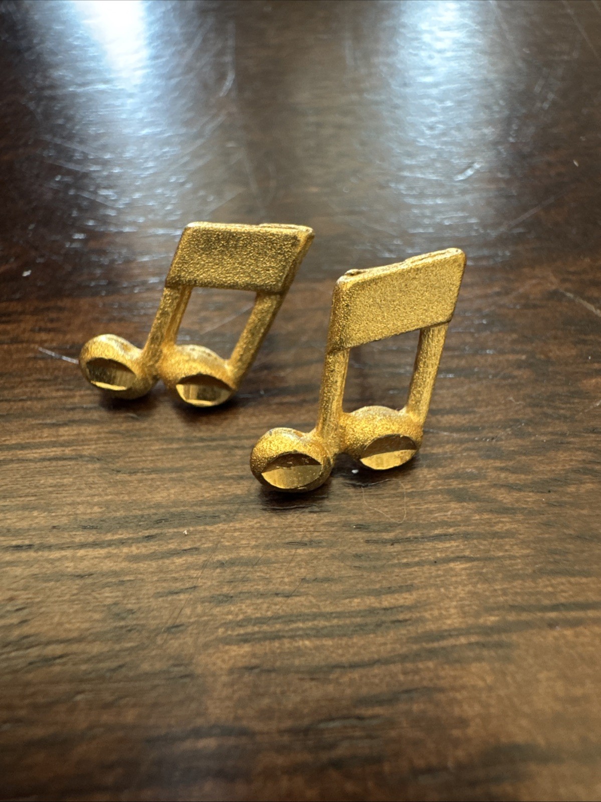 Vtg Earrings Small Florentine Music Eighth 8th Notes Gold Toned Studs 1980s J