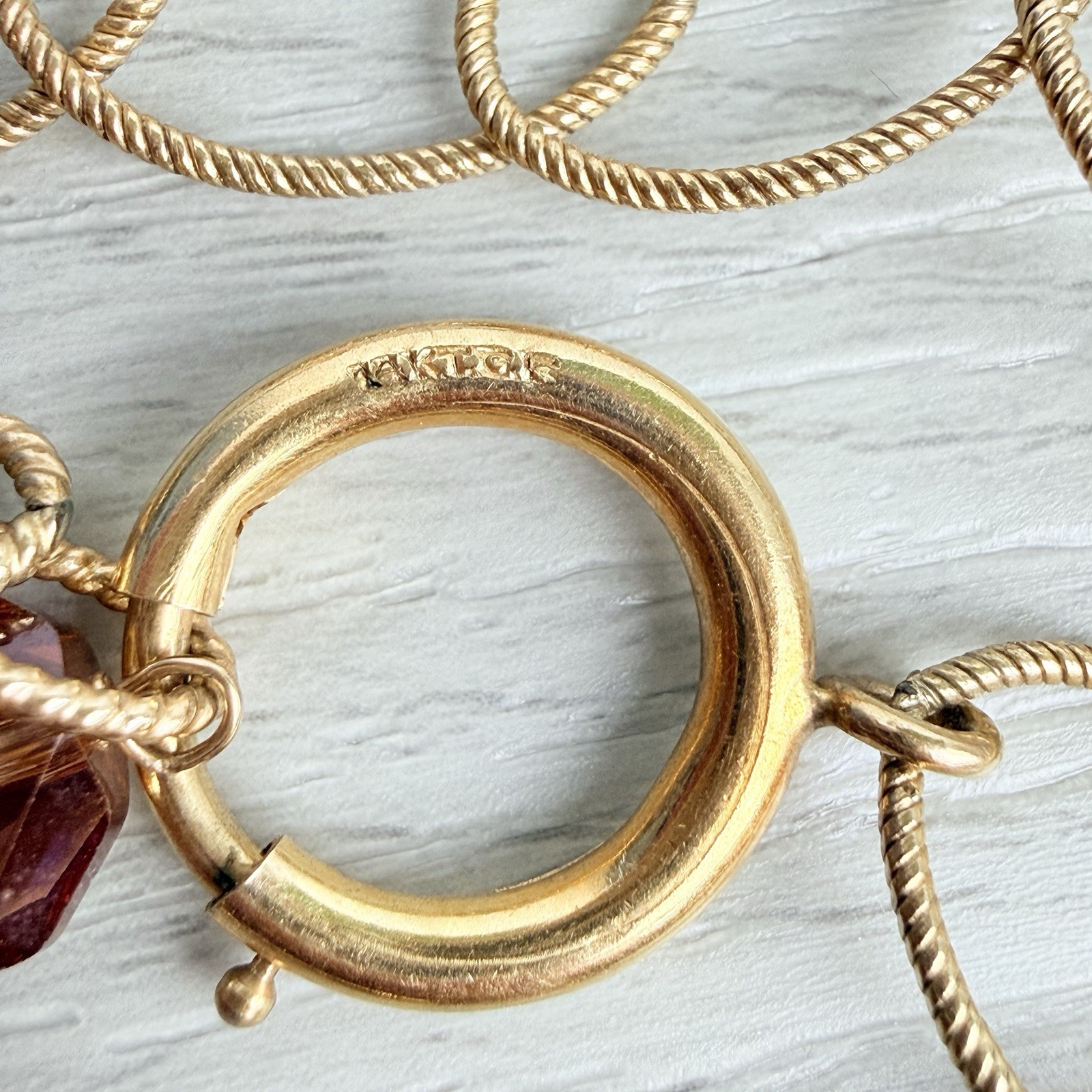 Vintage 14K Gold Filled Baltic Amber Pearl Chunky Chain Link Pendant Necklace