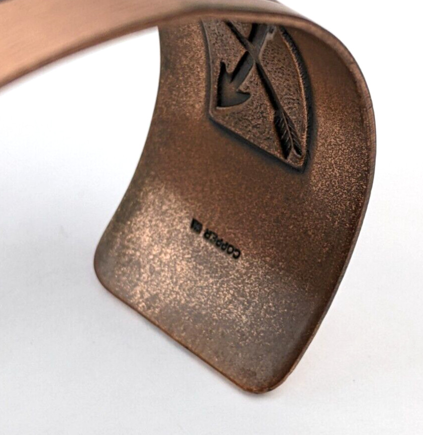 1950s Wide Copper Cuff Bracelet by Bell Trading Post Native American Motif