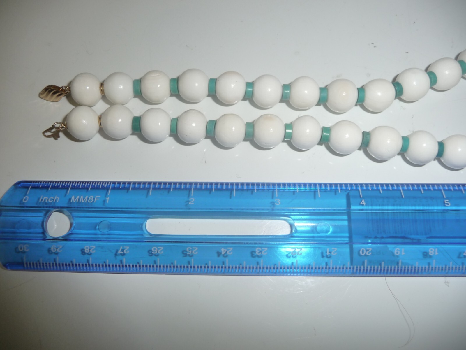 GORGEOUS VINTAGE 14K GENUINE WHITE CORAL TURQUOISE BEADED STATEMENT NECKLACE!