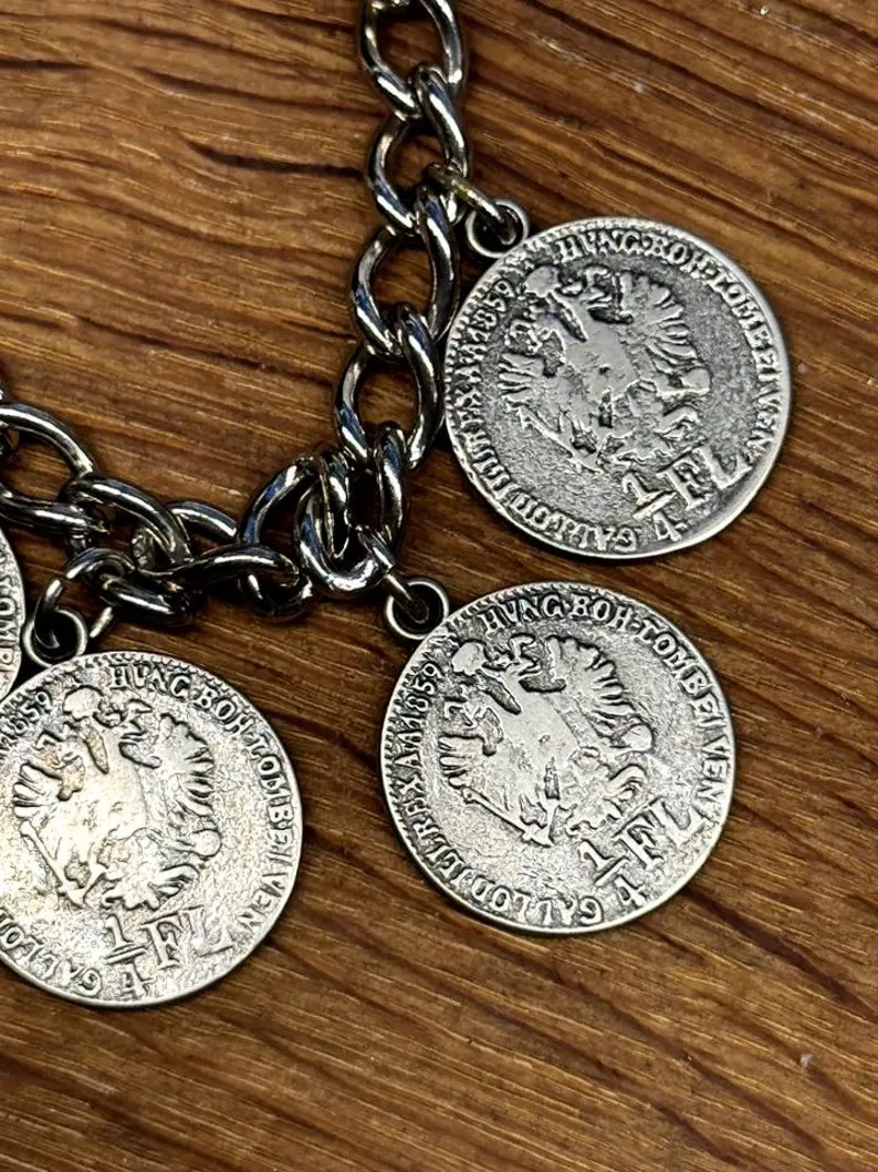 vintage bracelet Charivari 1/4 Florin 1859 coins