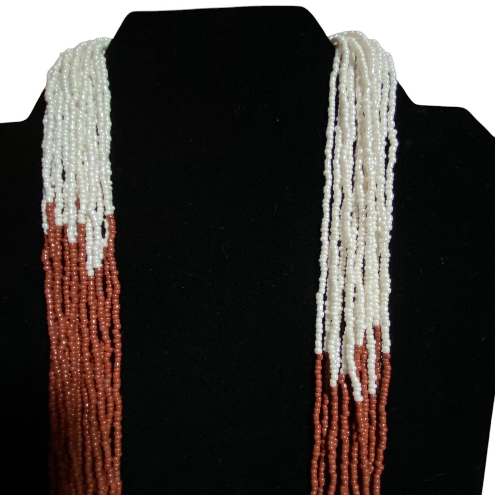 Elegant 30” Mocha Brown Seed Bead Necklace Multi-Strand Boho Layered Jewelry