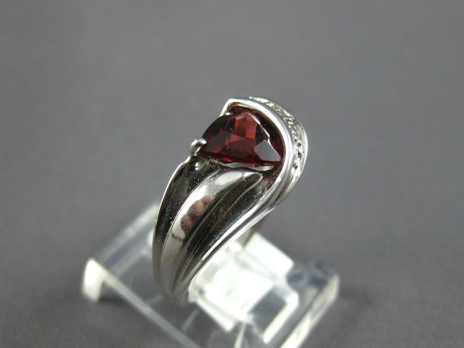ESTATE 1.53CT DIAMOND & AAA GARNET 14KT WHITE GOLD 3D ROUND & TRILLION FUN RING