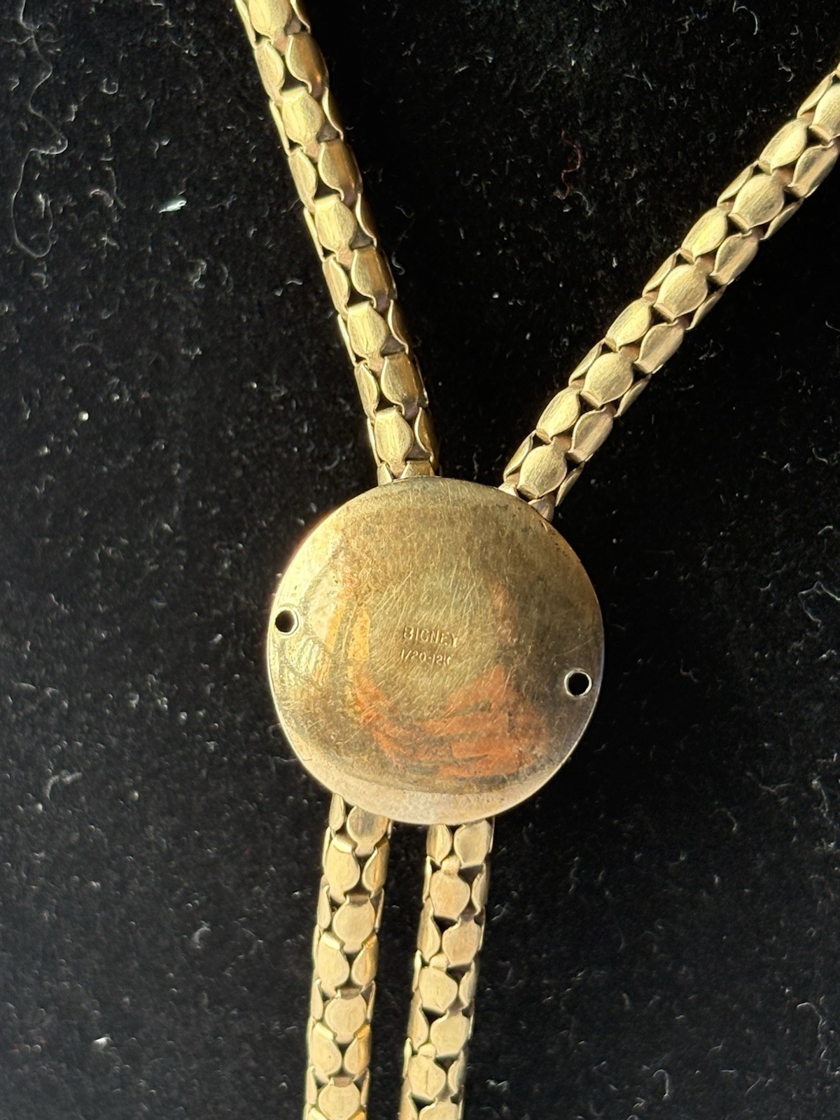 Vtg Bigney 12k Gold Filled Popcorn Chain Adjustable Sliding Bead Lariat Necklace