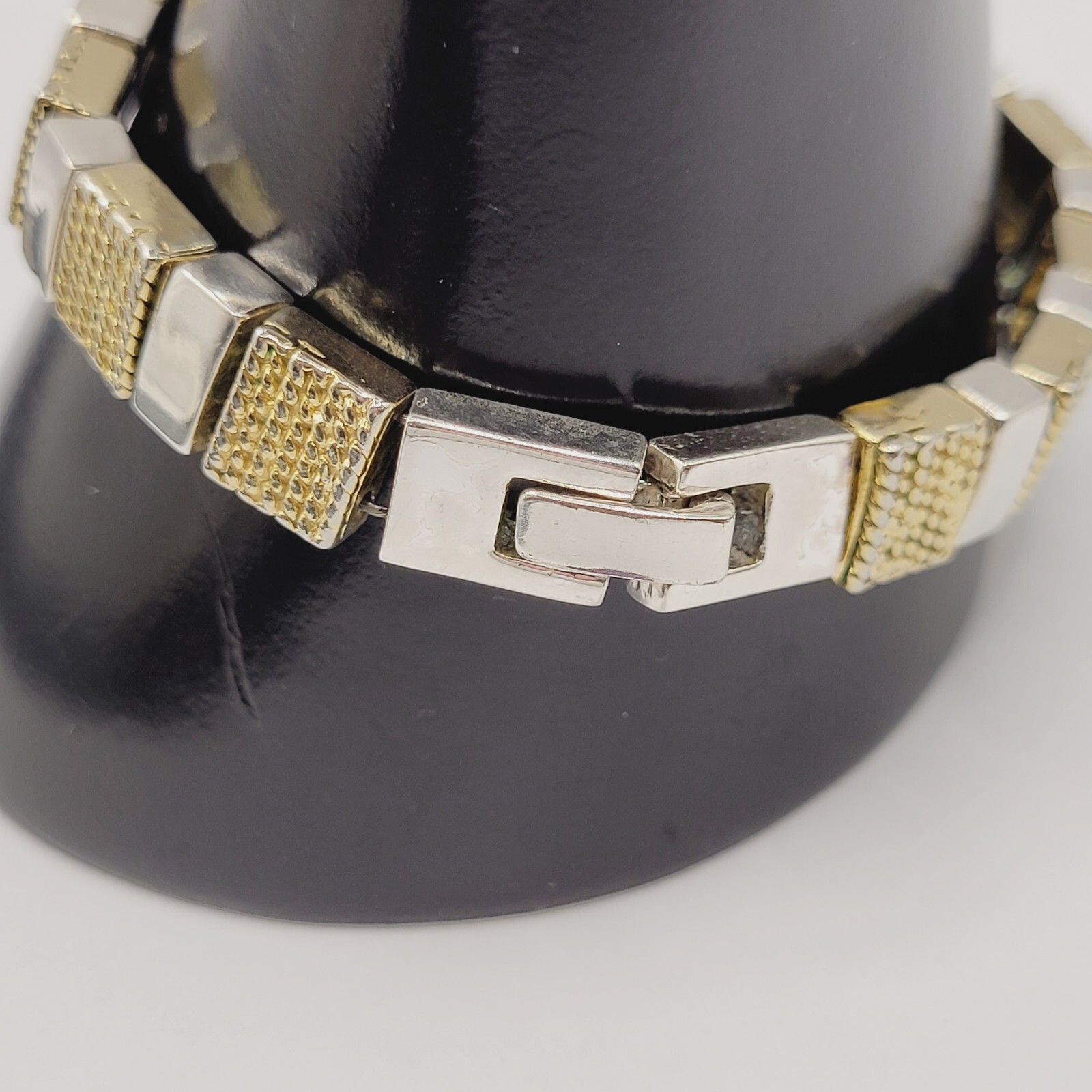 Napier Vintage Textured Gold & Polished Silver Tone Link Bracelet 7.25 In Signed