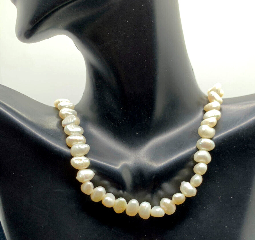 Vintage Single Strand Baroque Freshwater Pearl Necklace 60s 70s White MCM