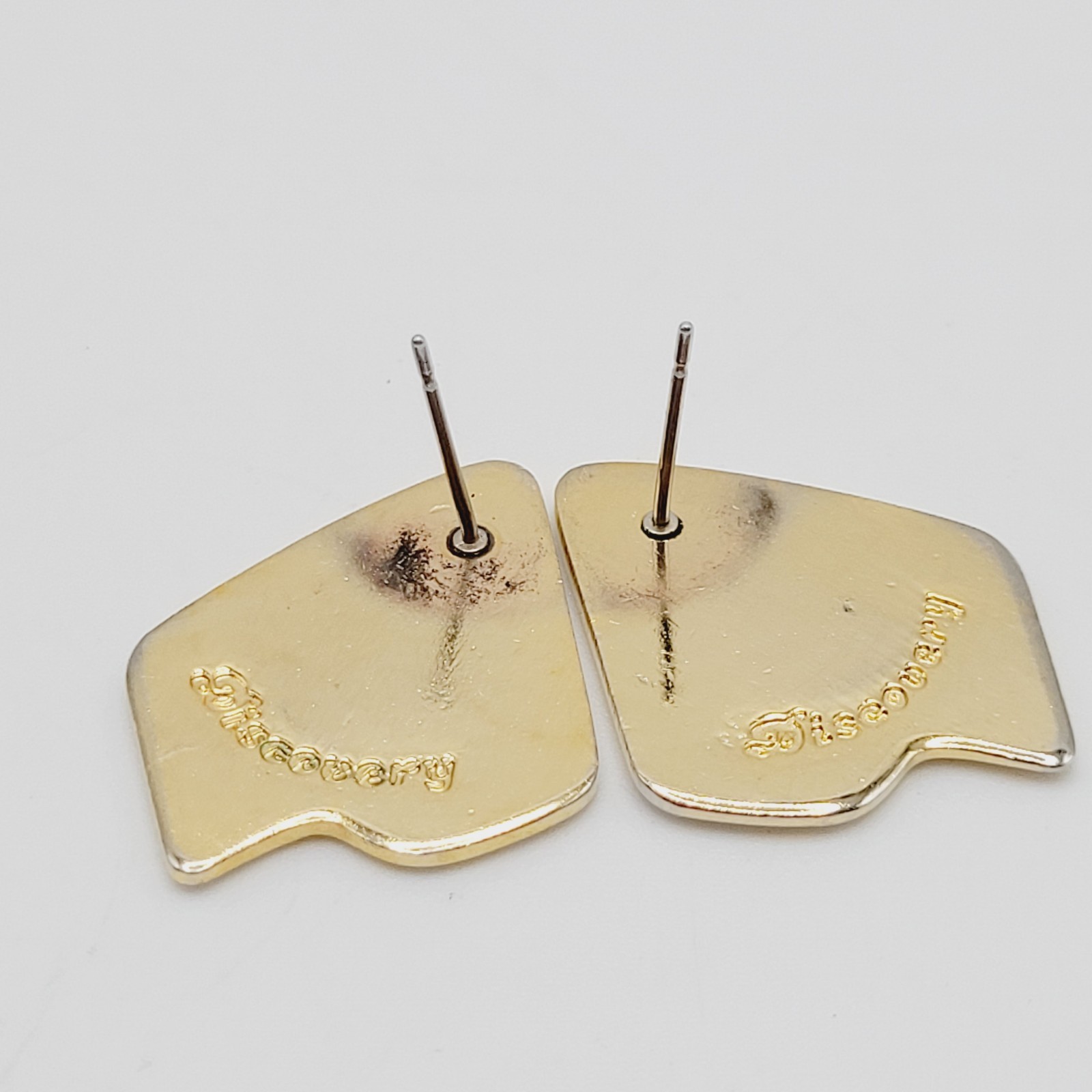 Musical Note White Black Enamel Gold Tone Pierced Stud Vtg Earrings Discovery