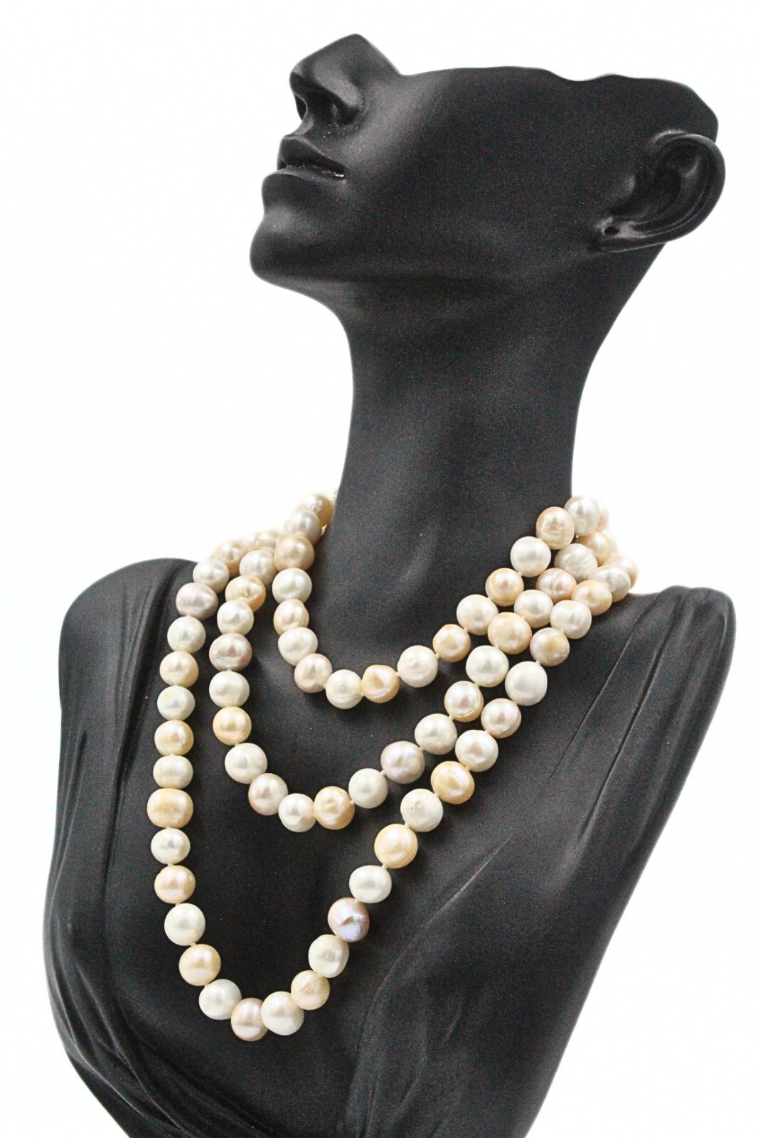 Classic Champagne Freshwater Pearl Sterling Silver Hand Knotted HSN Necklace