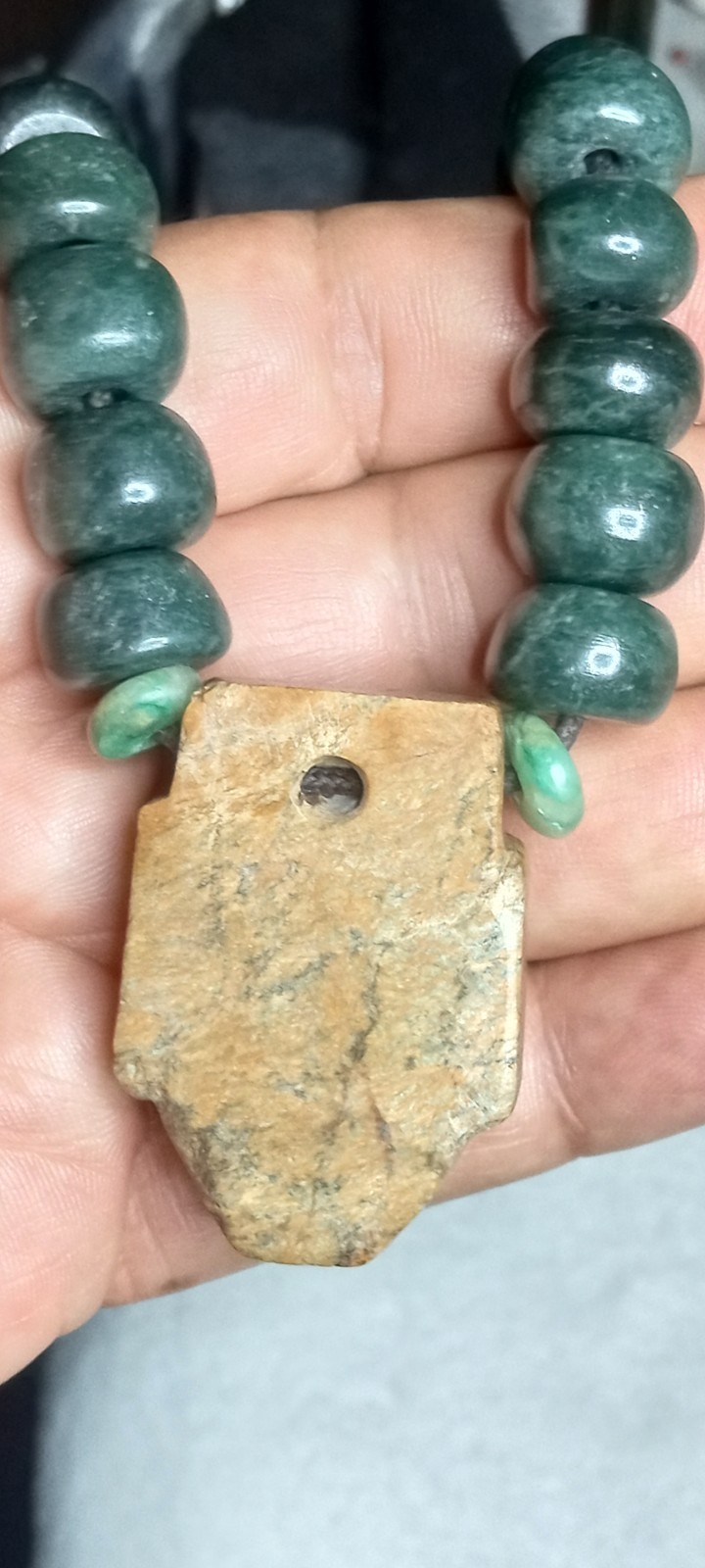 Toltec Modern Precolombia Mask With Guatemala Beads Neckalce.