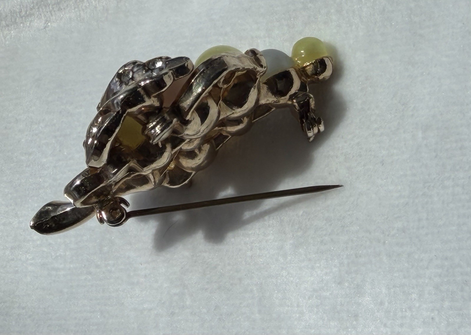 Vintage Moonglow Lucite Grape Cluster Brooch Pastel Colors Gold Tone