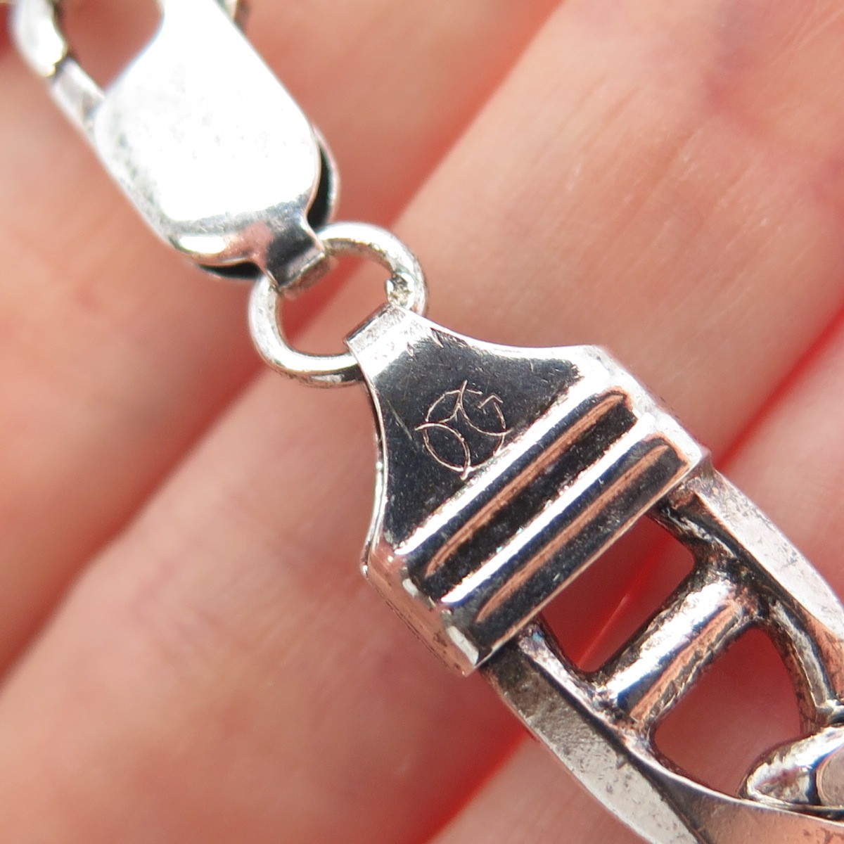 925 Sterling Silver Vintage Italy Anchor Mariner Link Bracelet 8.75″
