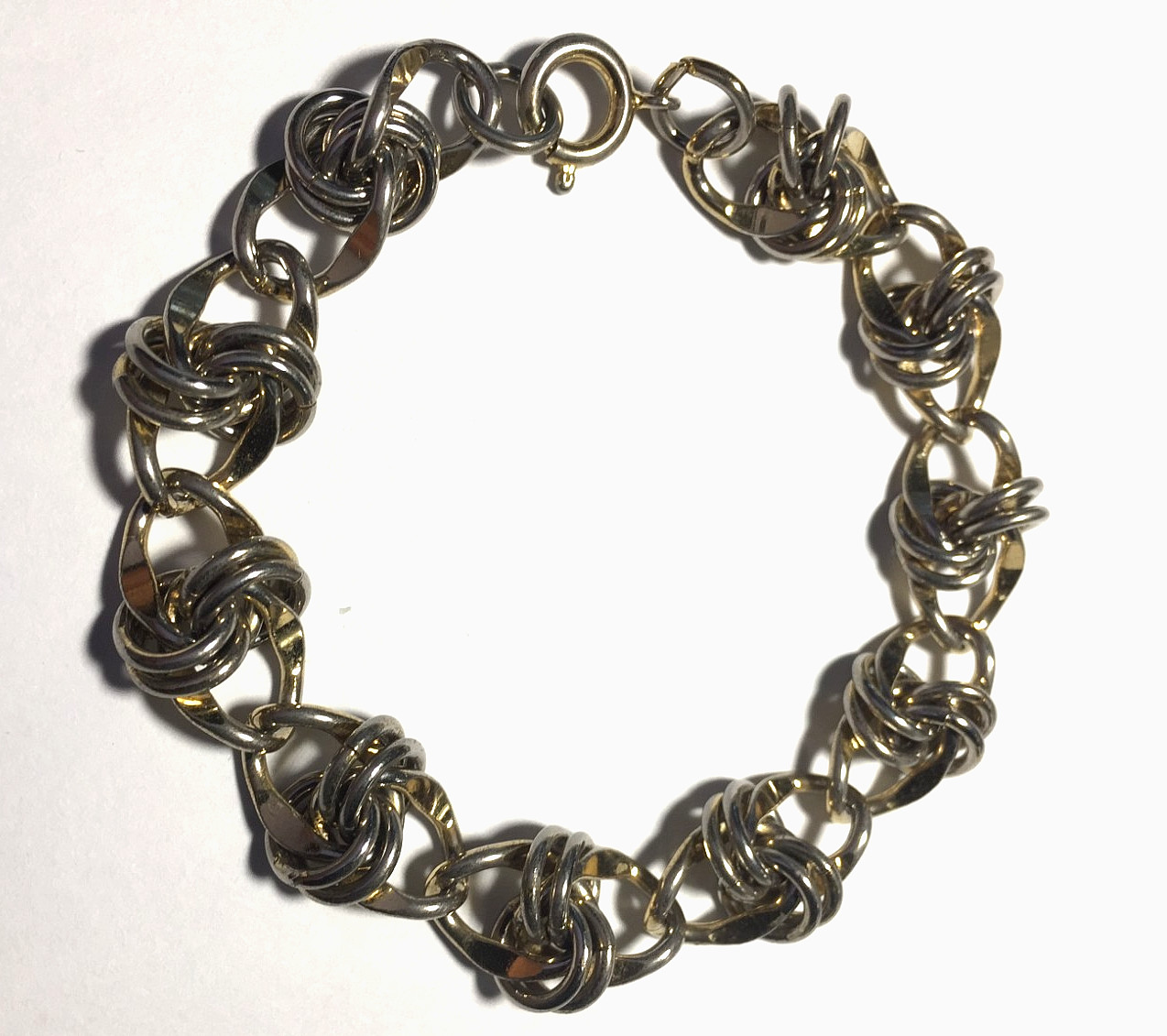 Vintage Gold Tone /Silver Tone Mixed Link Bracelet with Safety Clasp