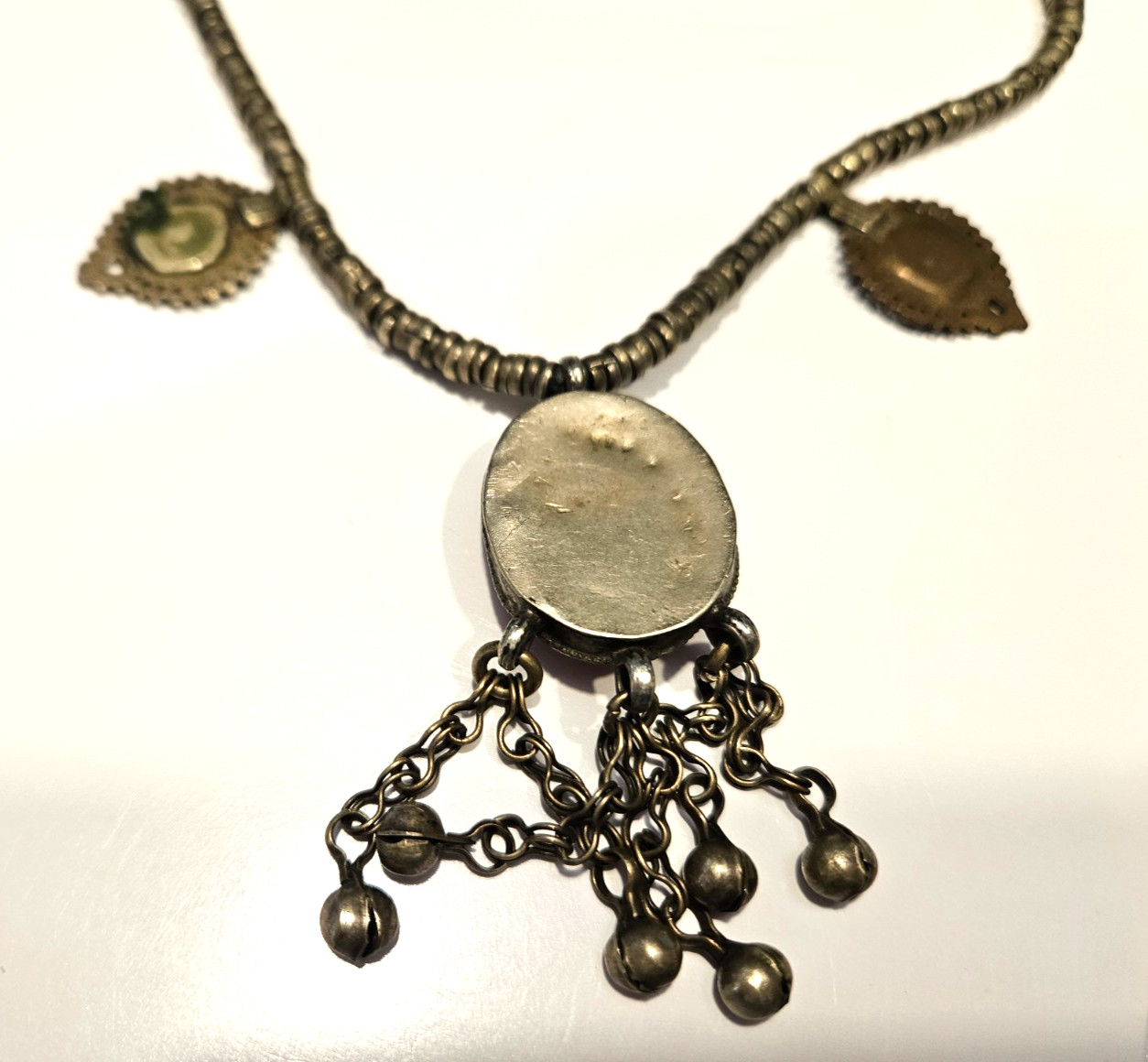 Vintage Moroccan Stone Dangle Metal Necklace purchased in Agadir 1972