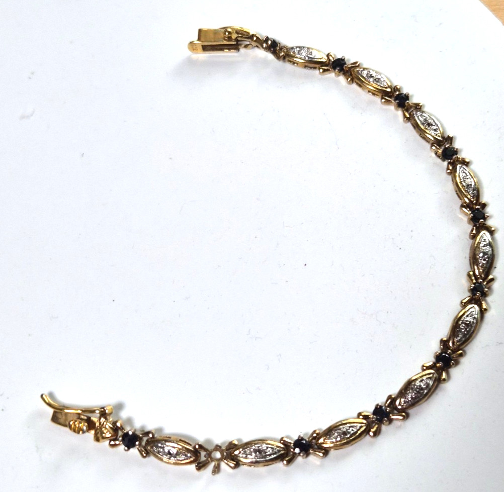 925 DBJ Dark Blue Stone Tennis Bracelet 7″