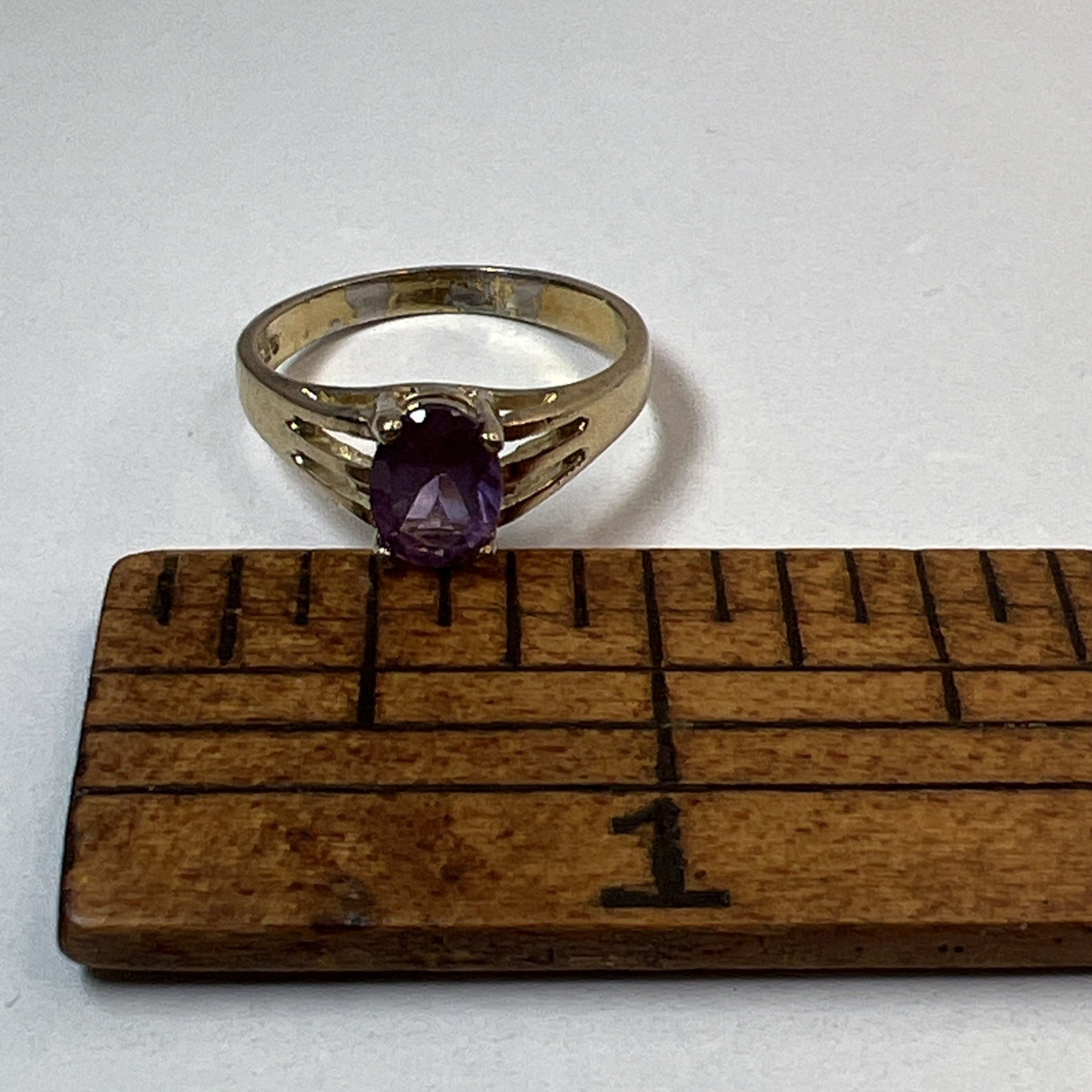 Gold Vermeil Sterling Silver Purple Sapphire Ring Size 8.25