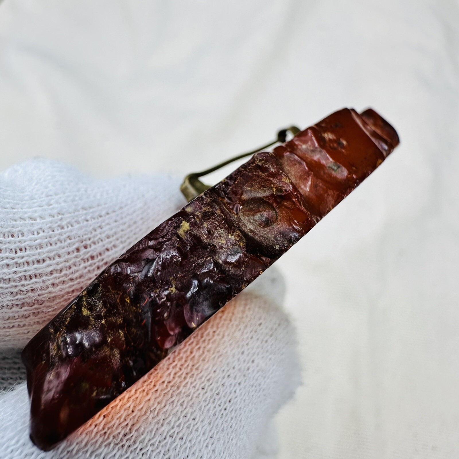 Vintage Genuine Baltic Amber Cognac Brooch USSR 1960s