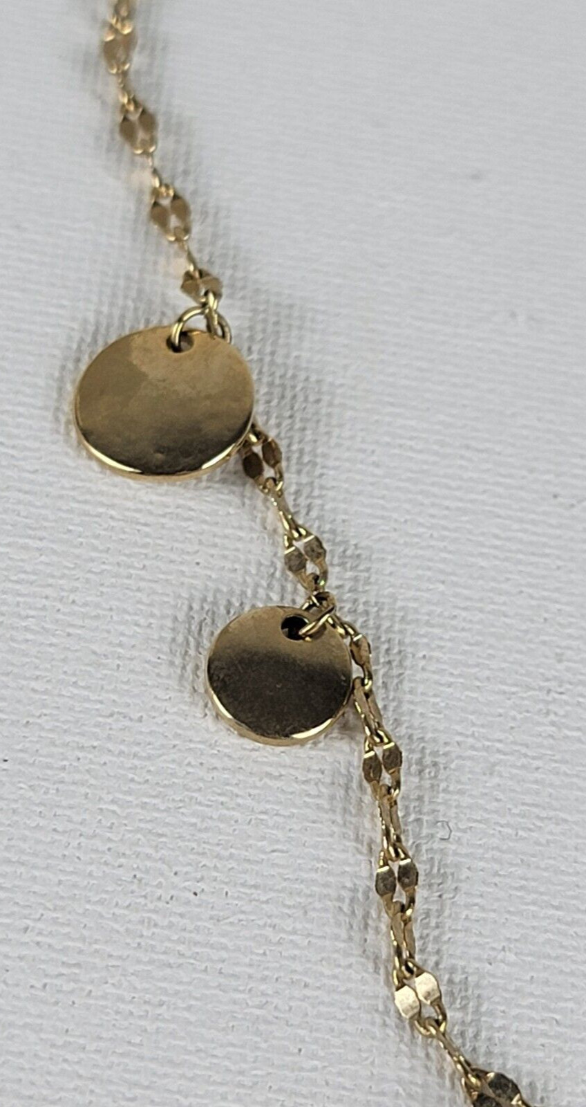 Vintage 18K Gold Plated Circle Charm Station Necklace 16″ Spring Ring Clasp