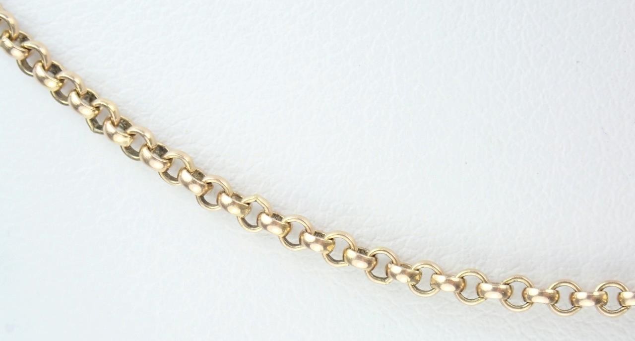 Glowing Vintage 16.5” Solid 9K Yellow Gold 2mm Belcher Chain Necklace 1990