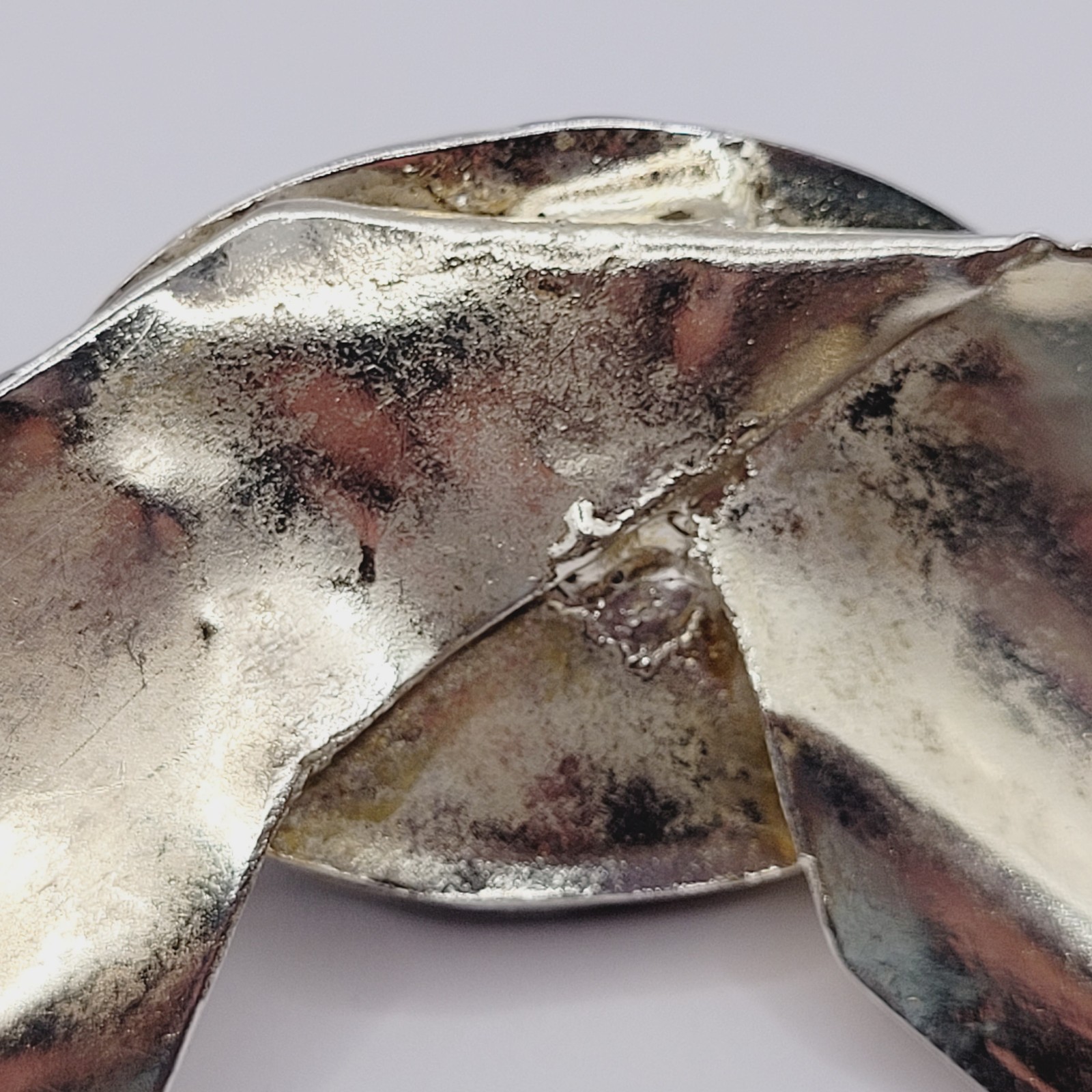 SW Style Collar Handmade Silver Tone Metal Green Agate Stone ROUGH Vtg Necklace