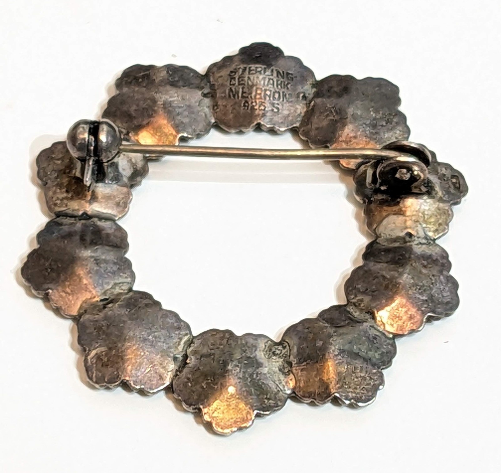 Vintage Neils Erik From Denmark Sterling Brooch Floral Wreath Circa 1966 Signed