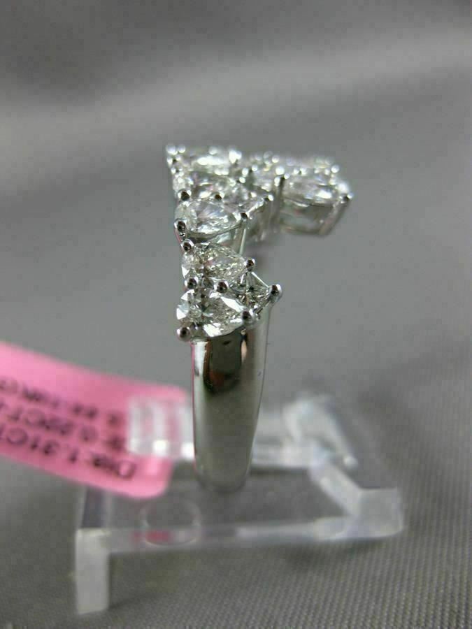 ESTATE WIDE 1.53CT DIAMOND 18KT WHITE GOLD 3D CRISS CROSS MULTI HEART LOVE RING