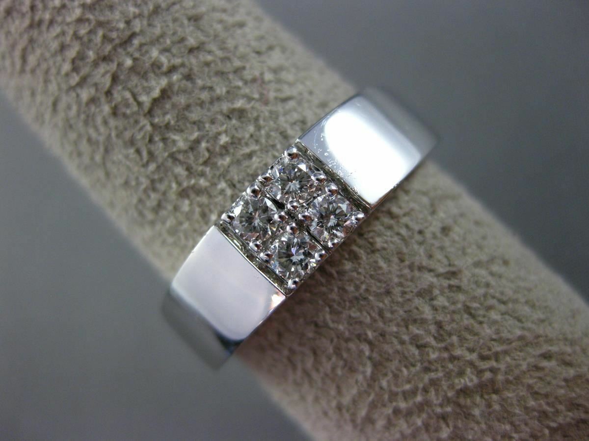 ESTATE .26CT DIAMOND 18K WHITE GOLD ROUND SQUARE 4 STONE MENS RING F/G VVS/VS