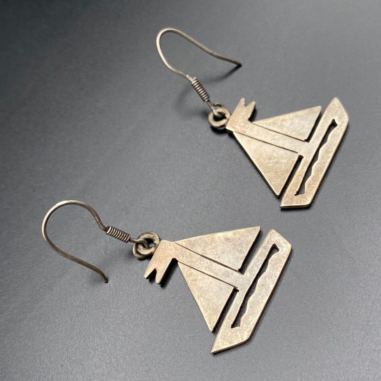 Vintage Mexico Sailboat Sterling Silver Dangle Earrings