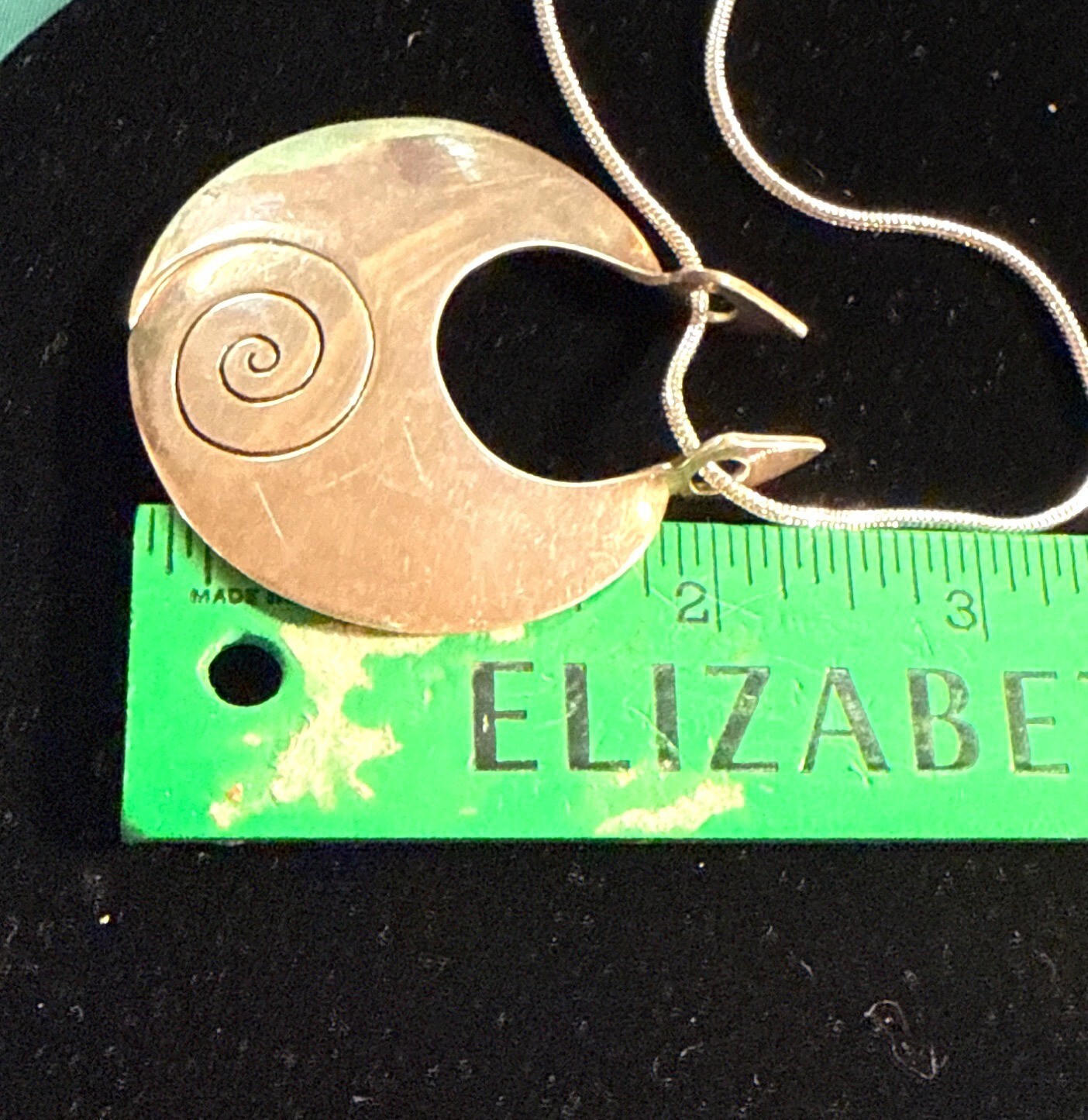 Vintage Dominique Dinouart 925 Sterling Silver Spiral Pendant Designer Necklace