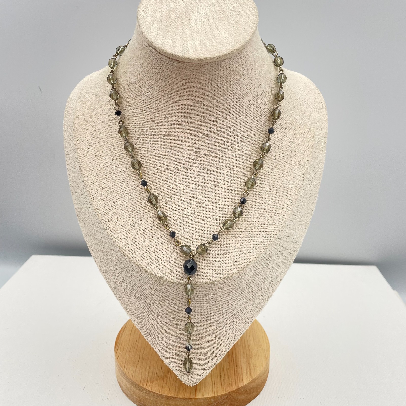 Vintage 90s Glass Beaded Y-Necklace Statement Women’s Classic Fashion Jewelry