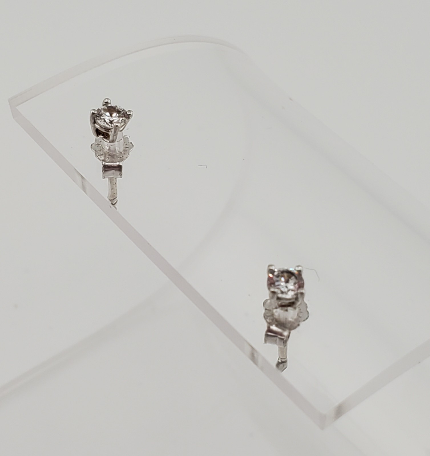 VTG 925 API Stud CZ 3mm Earrings Sterling Silver Brilliant Petite Daily Wear
