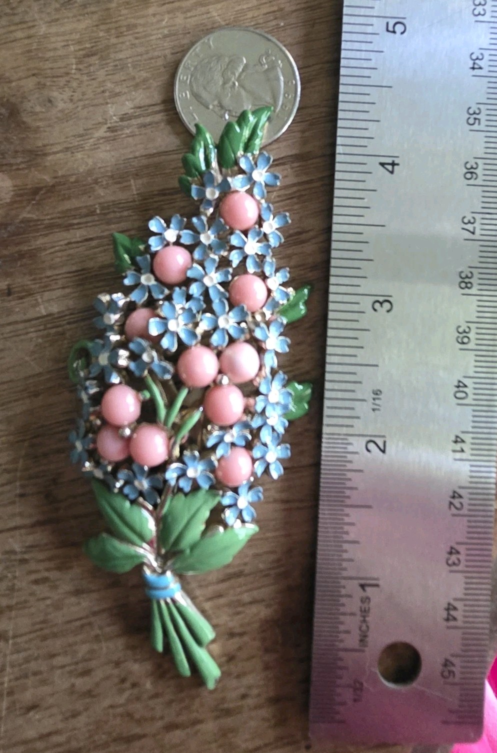 Stunning Vintage Floral And Cabachon Spray Brooch