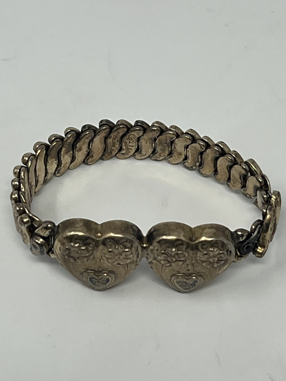 🔥Rare! Vtg WWII double Sweetheart Expansion Bracelet Co-Star Sterling Base