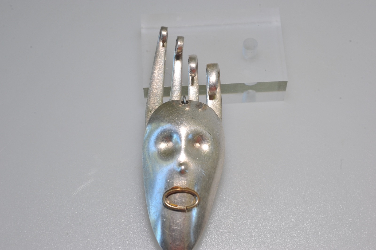 SPORK Brooch Punk Alien Face retro funky steampunk heavy modernist fork spoon ZF