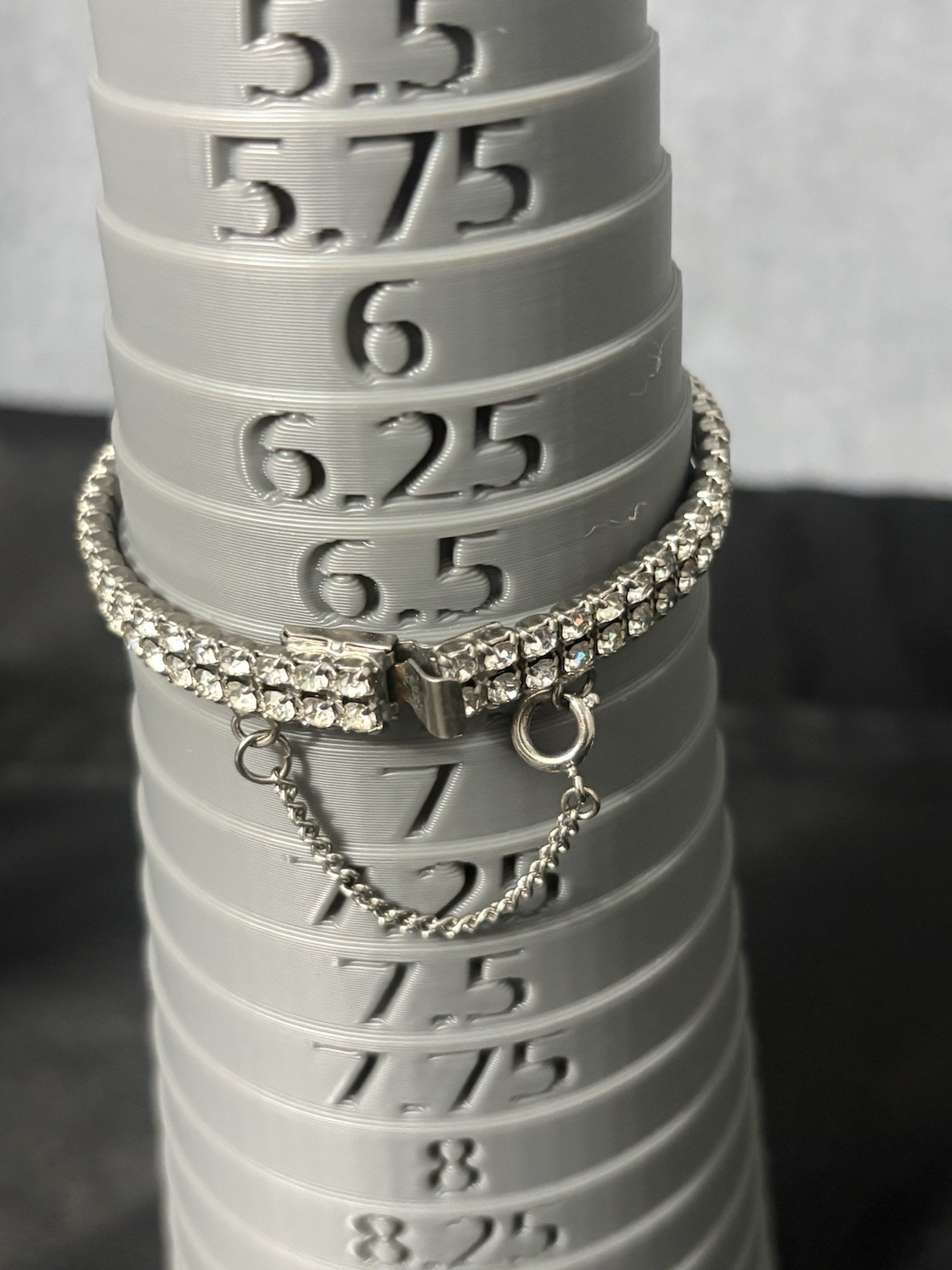 Vintage Bracelet Set Mesh ID Bucket Rhinestone Silver Tone Safety Clasp