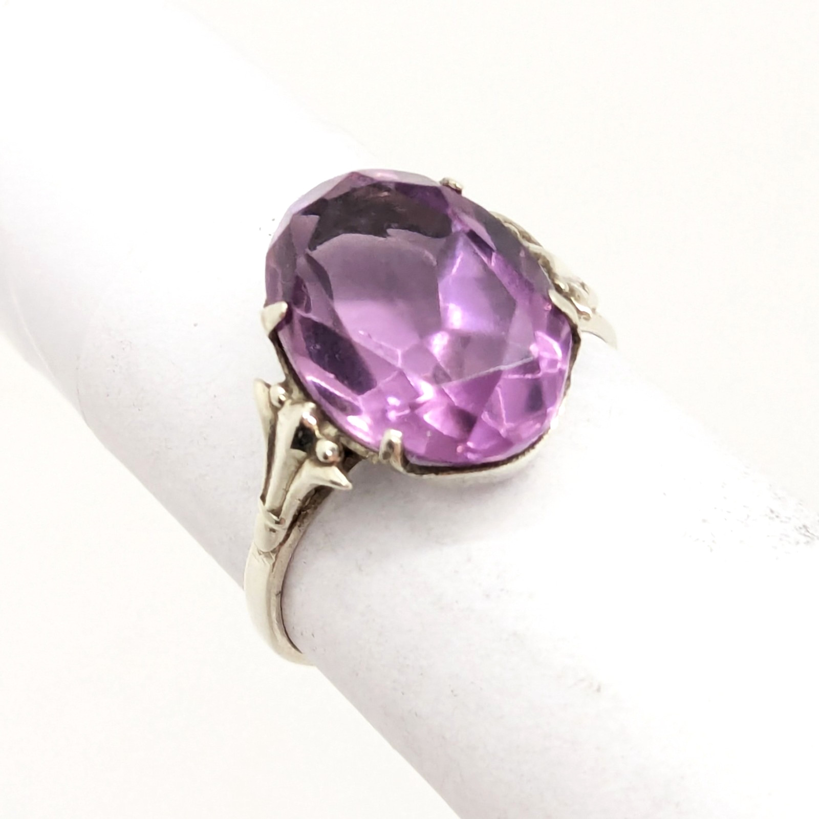 Vintage Soviet RING Silver⭐️875 Star stamp with Amethyst -size: 7US (17mm) | #73